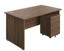 Panel Ended Rectangular Desk & 3 Drawer Pedestal Bundle Desks TC Group Dark Walnut 1400mm x 600mm 