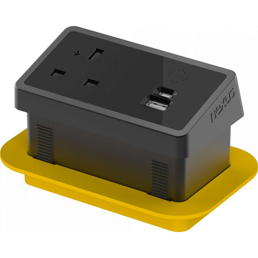 Rectangular In-Desk Power Module + 3 Metre Mains Cable Bundle Furniture>Accessories>Accessories>Nexus TC Group 1 Outlet 100W USB-C, 27W USB-A Black/Black