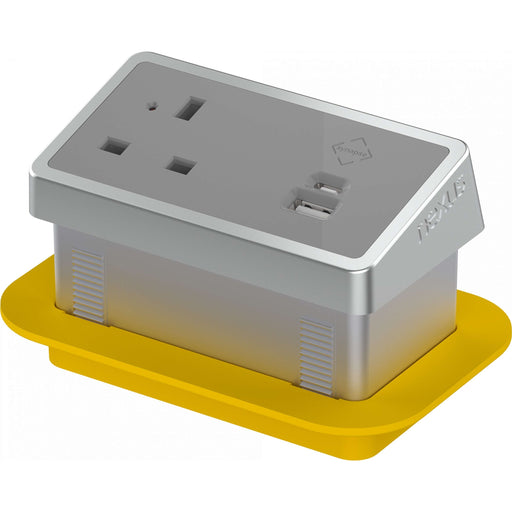 Rectangular In-Desk Power Module + 3 Metre Mains Cable Bundle Furniture>Accessories>Accessories>Nexus TC Group 1 Outlet 100W USB-C, 27W USB-A Silver/Grey