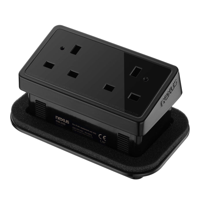 Rectangular In-Desk Power Module + 3 Metre Mains Cable Bundle Furniture>Accessories>Accessories>Nexus TC Group 1 Outlet 30W USB-C and 27W USB-A Black/Black