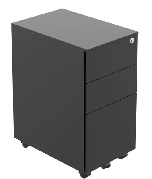 Slimline Mobile Under Desk Pedestal Storage TC Group Black 