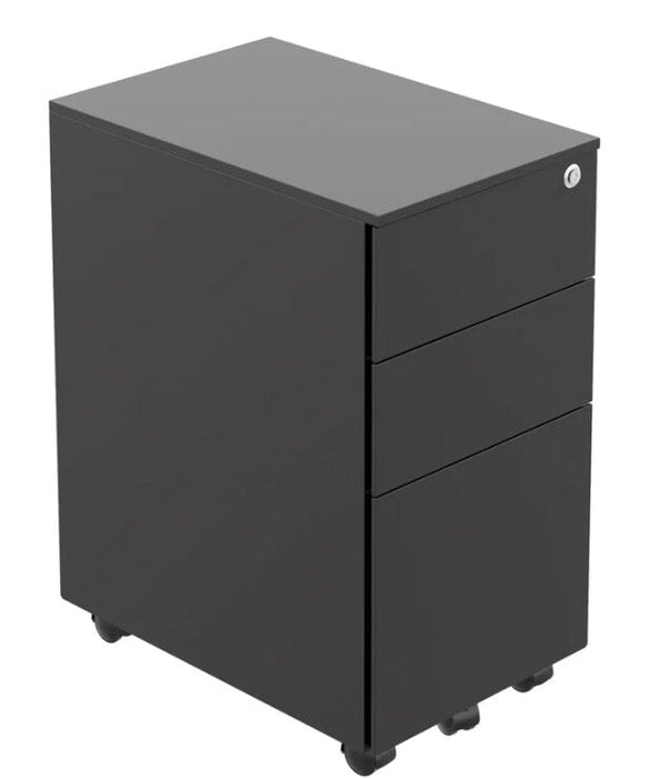 Slimline Mobile Under Desk Pedestal Storage TC Group Black 
