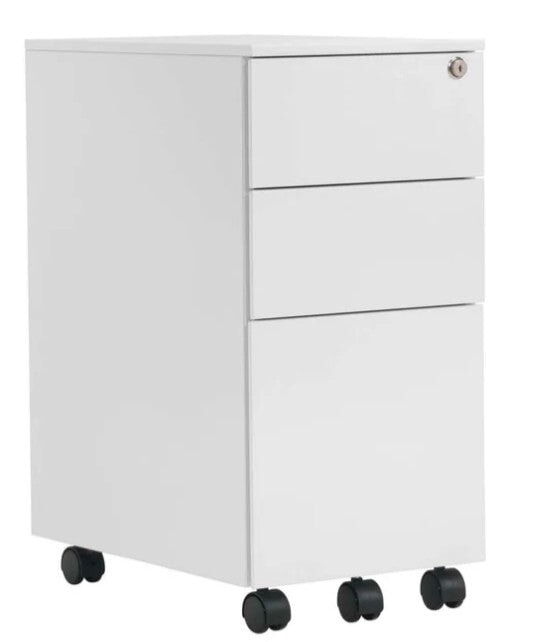 Slimline Mobile Under Desk Pedestal Storage TC Group White 
