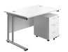 Start Next Day Delivery Cantilever Desk & Three Drawer Pedestal Bundle White Desks TC Group White 1200mm x 800mm Silver