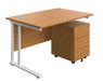 Start Next Day Delivery Oak Cantilever Desk & Three Drawer Pedestal Bundle Desks TC Group Oak 1200mm x 800mm White