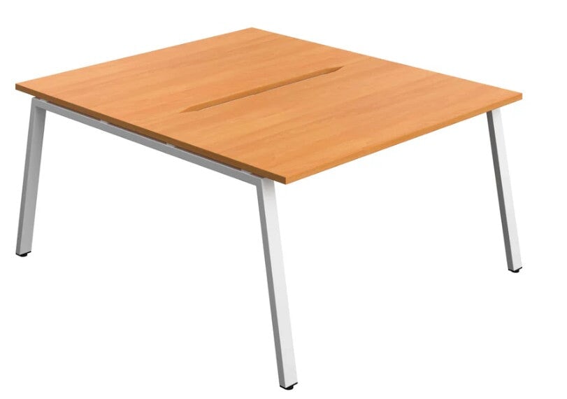 Synergy 2 Person Bench Desk 1400 Desks TC Group Beech White 