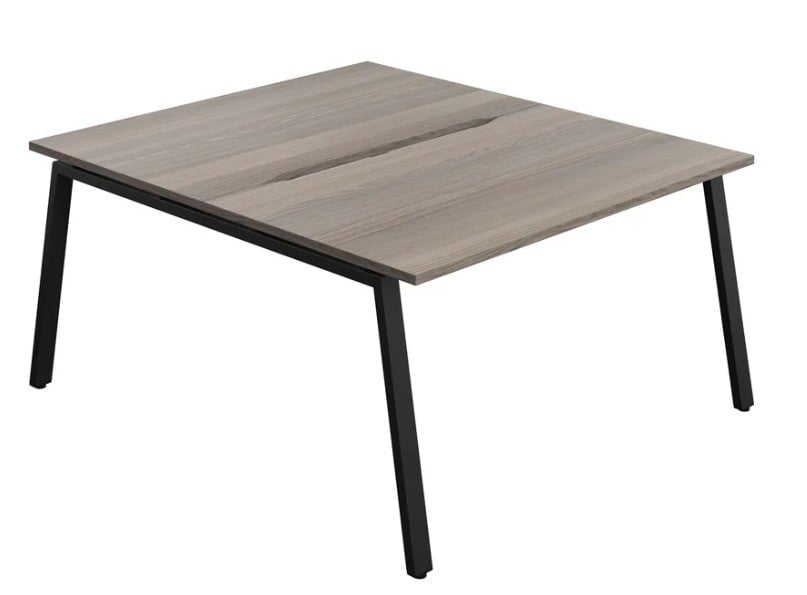 Synergy 2 Person Bench Desk 1400 Desks TC Group Grey Oak Black 