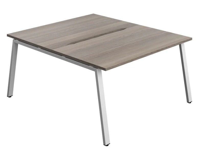 Synergy 2 Person Bench Desk 1400 Desks TC Group Grey Oak White 