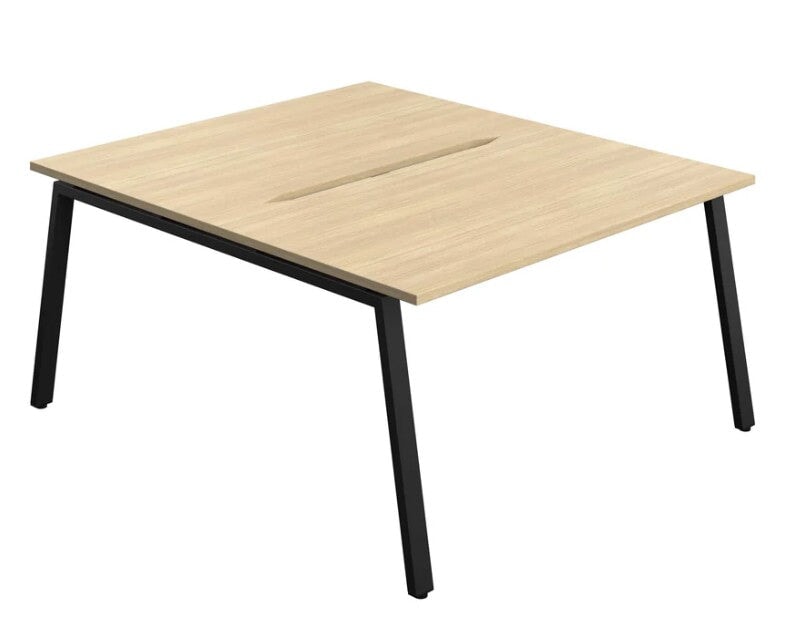 Synergy 2 Person Bench Desk 1400 Desks TC Group Oak Black 