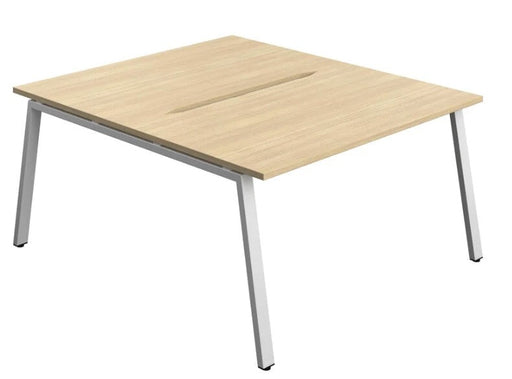 Synergy 2 Person Bench Desk 1400 Desks TC Group Oak Silver 