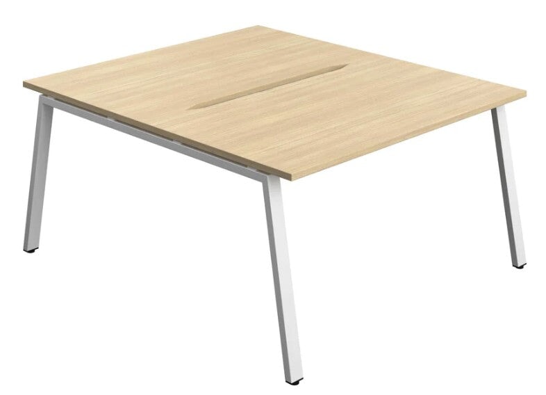 Synergy 2 Person Bench Desk 1400 Desks TC Group Oak White 