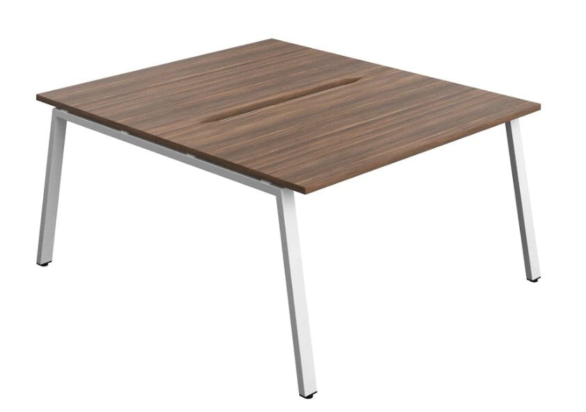 Synergy 2 Person Bench Desk 1400 Desks TC Group Walnut White 