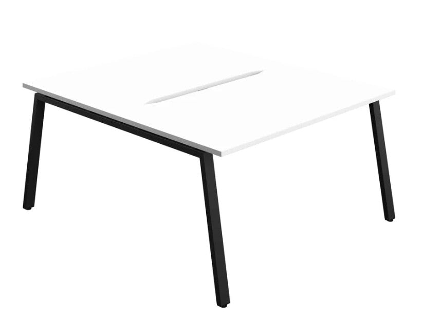 Synergy 2 Person Bench Desk 1400 Desks TC Group White Black 