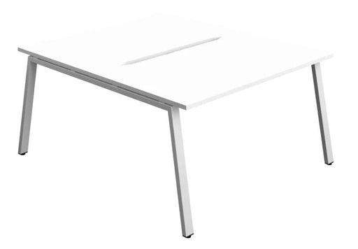 Synergy 2 Person Bench Desk 1400 Desks TC Group White Silver 