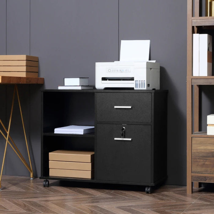 Vinsetto Filing Cabinet with Wheels (Draft) FILING AOSOM Black 