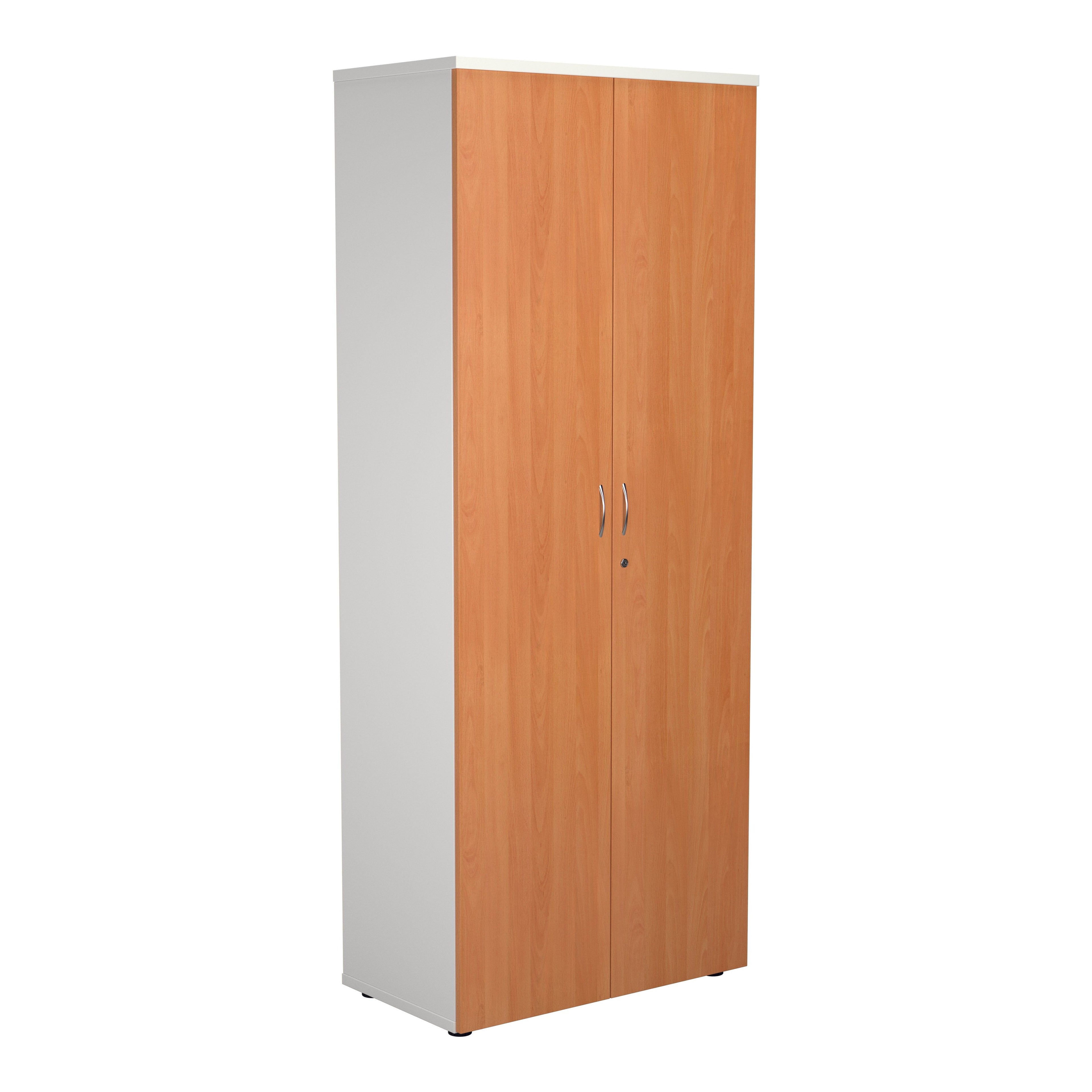 2000mm White Frame High Wooden Cupboard