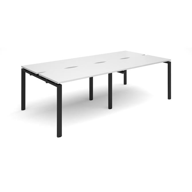 Adapt II 4 Person White Bench Desk 2400mm x 1200mm BOARDROOM TABLES Dams White Black 2400mm x 1200mm