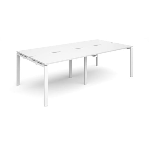 Adapt II 4 Person White Bench Desk 2400mm x 1200mm BOARDROOM TABLES Dams White White 2400mm x 1200mm
