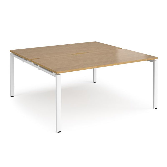Adapt sliding top back to back office desks Desking Dams Oak White 1600mm x 1200mm