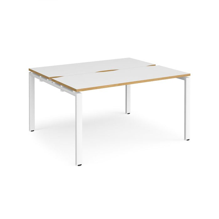 Adapt sliding top back to back office desks Desking Dams White/Oak White 1400mm x 1200mm