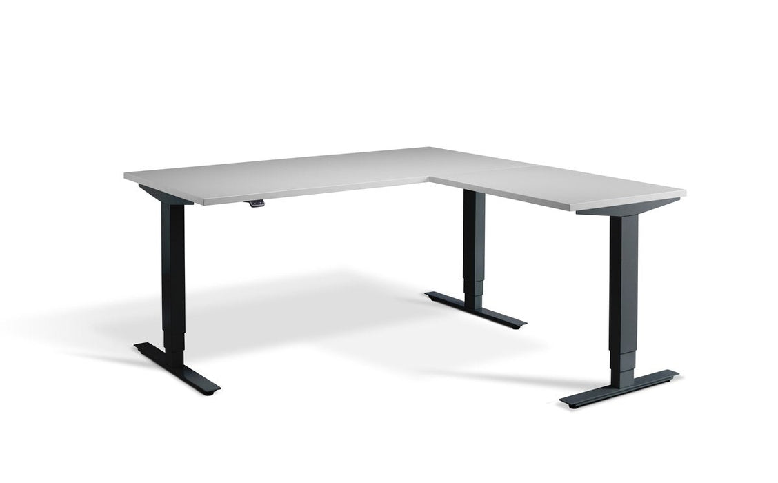 Advance Height Adjustable Corner Desk Desking Lavoro Black 1600 x 1600 Grey