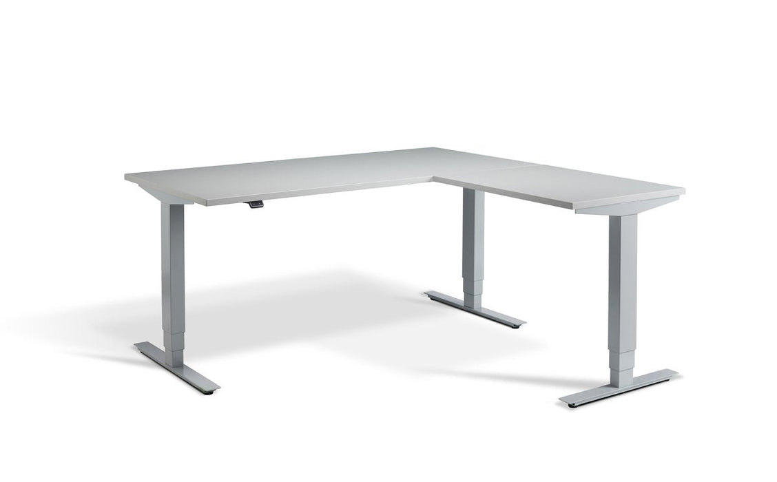 Advance Height Adjustable Corner Desk Desking Lavoro Silver 1800 x 1600 Grey