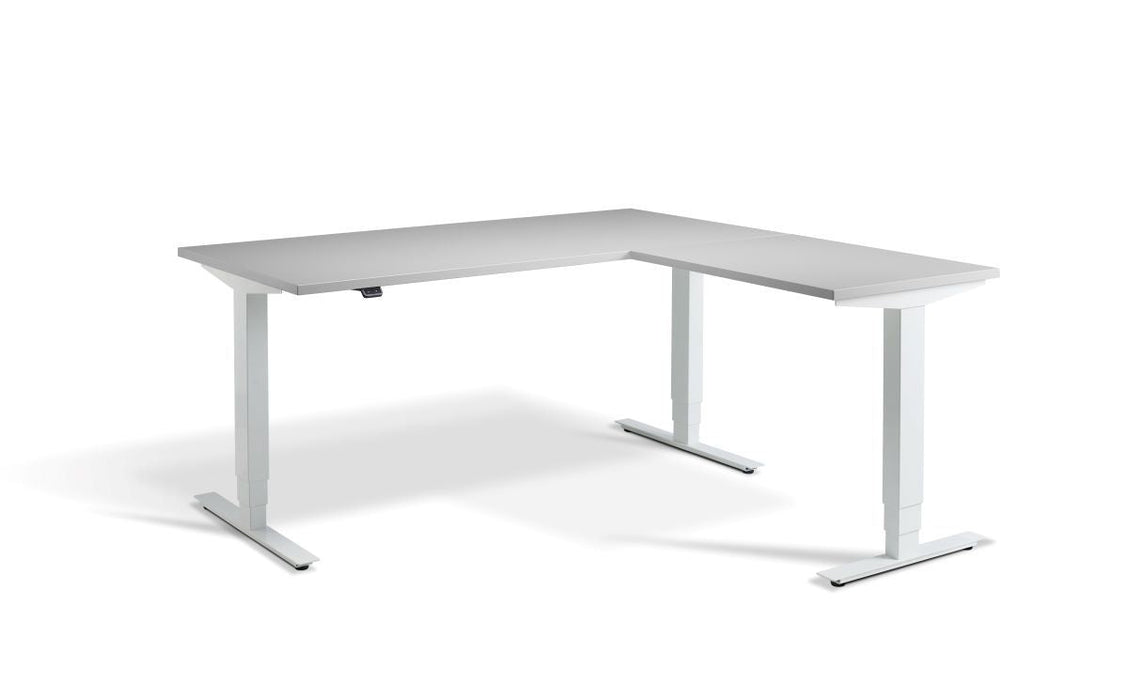 Advance Height Adjustable Corner Desk Desking Lavoro White 1600 x 1600 Grey