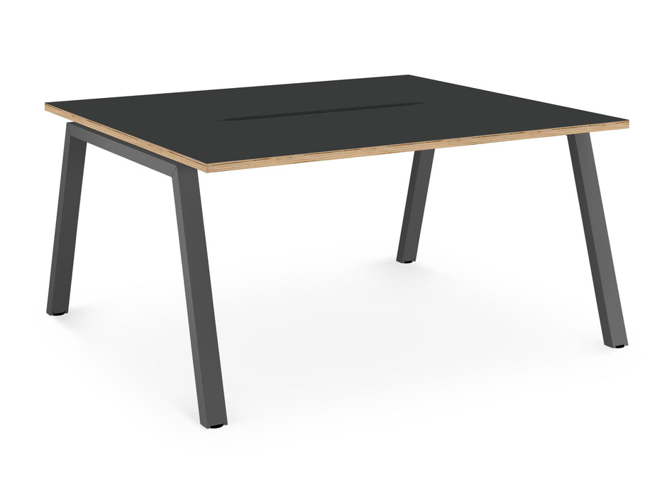 Albion A Frame Bench Desk Meeting Table - Black Metal Frame BENCH DESKS Workstories 2 Person 1200mm x 1600mm Anthracite/Ply Edge