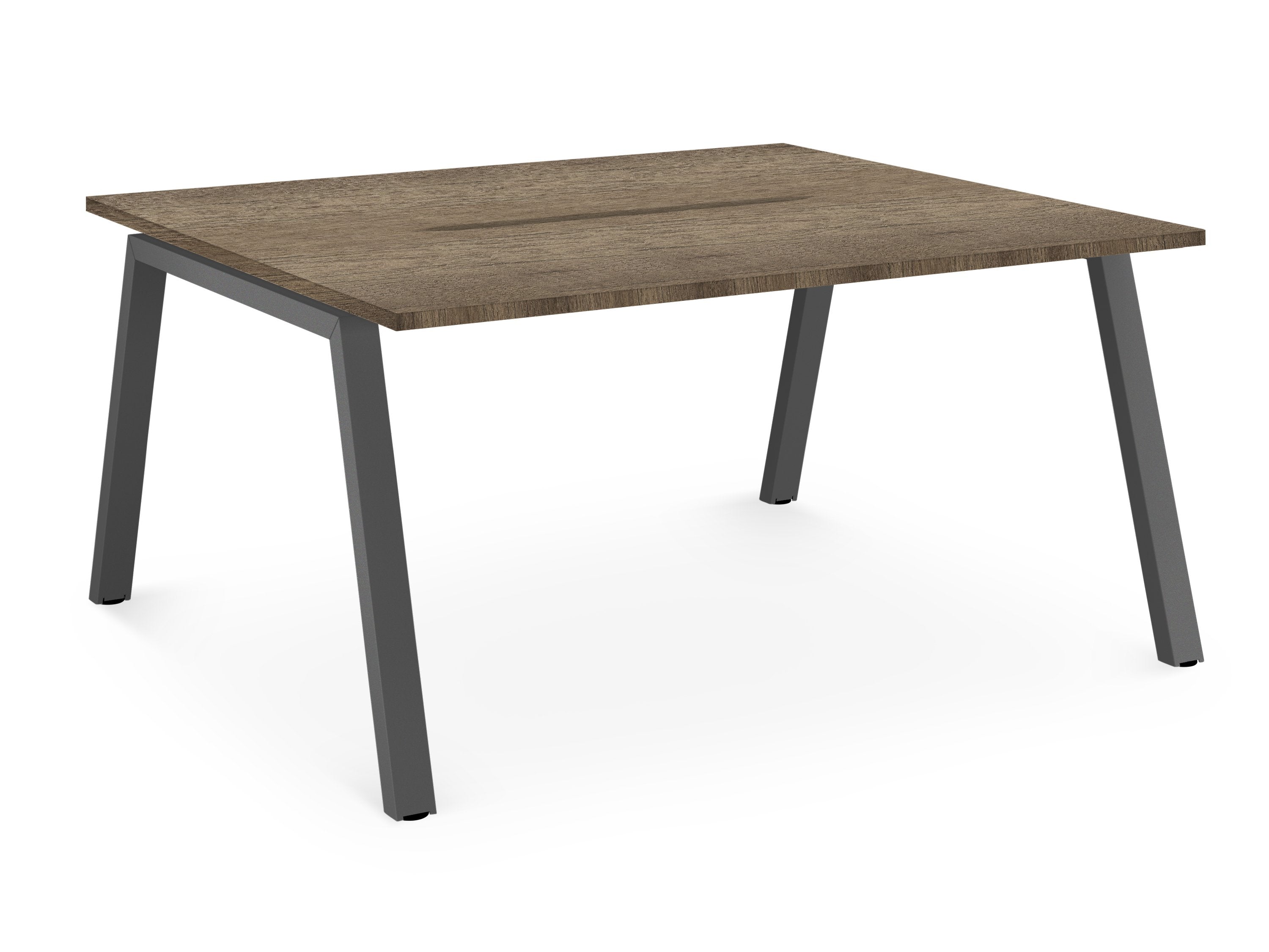 Albion A Frame Bench Desk Meeting Table - Black Metal Frame BENCH DESKS Workstories 2 Person 1200mm x 1600mm Grey Nebraska Oak