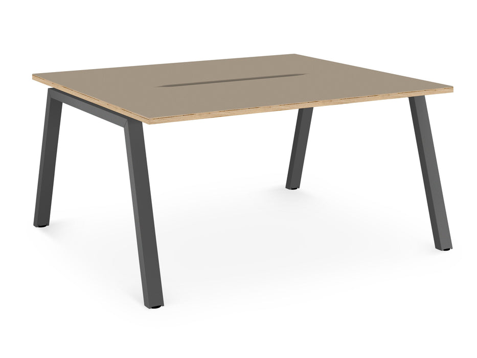 Albion A Frame Bench Desk Meeting Table - Black Metal Frame BENCH DESKS Workstories 2 Person 1200mm x 1600mm Stone Grey