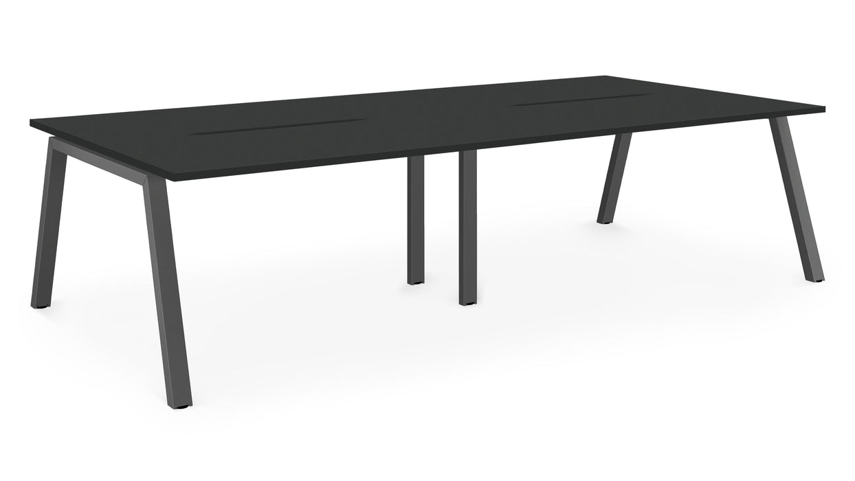 Albion A Frame Bench Desk Meeting Table - Black Metal Frame BENCH DESKS Workstories 4 Person 3200mm x 1600mm Anthracite
