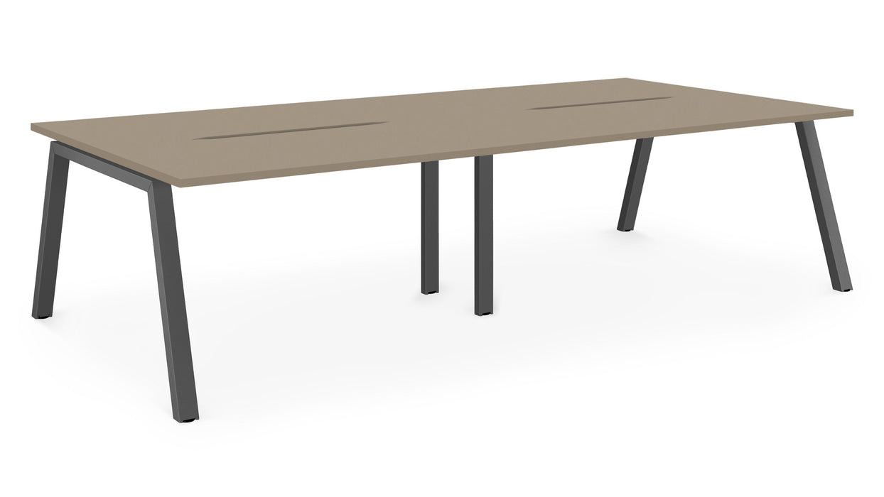 Albion A Frame Bench Desk Meeting Table - Black Metal Frame BENCH DESKS Workstories 4 Person 3200mm x 1600mm Stone Grey