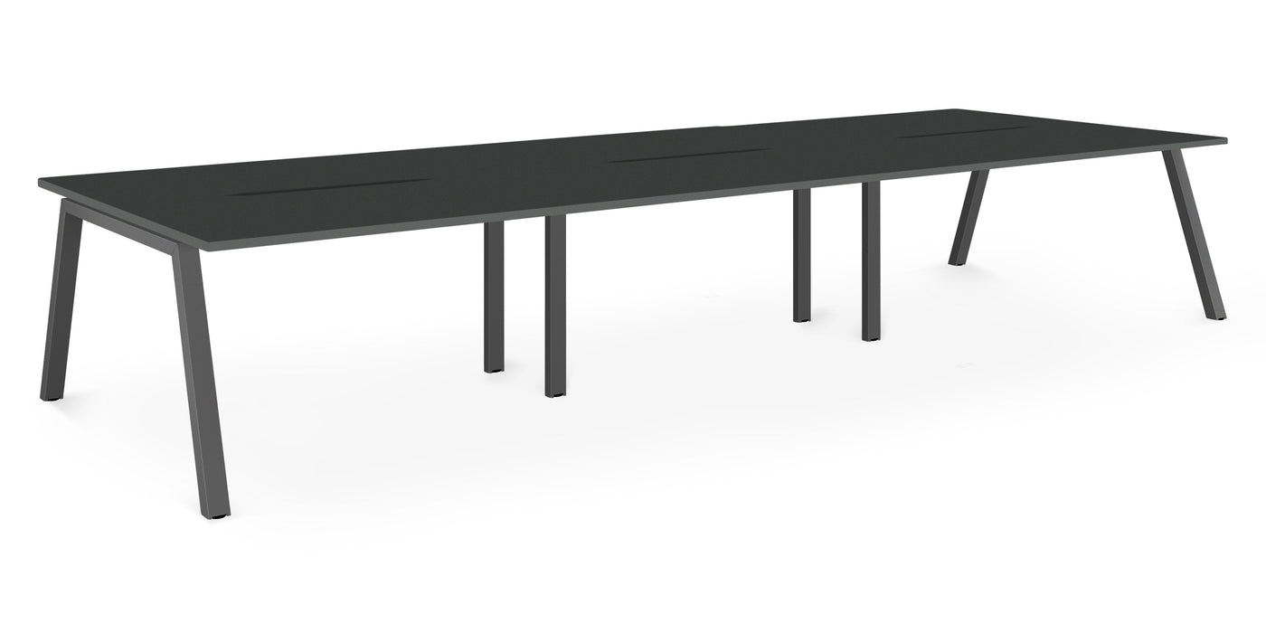 Albion A Frame Bench Desk Meeting Table - Black Metal Frame BENCH DESKS Workstories 6 Person 4800mm x 1600mm Anthracite