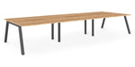 Albion A Frame Bench Desk Meeting Table - Black Metal Frame BENCH DESKS Workstories 6 Person 4800mm x 1600mm Gold Craft Oak