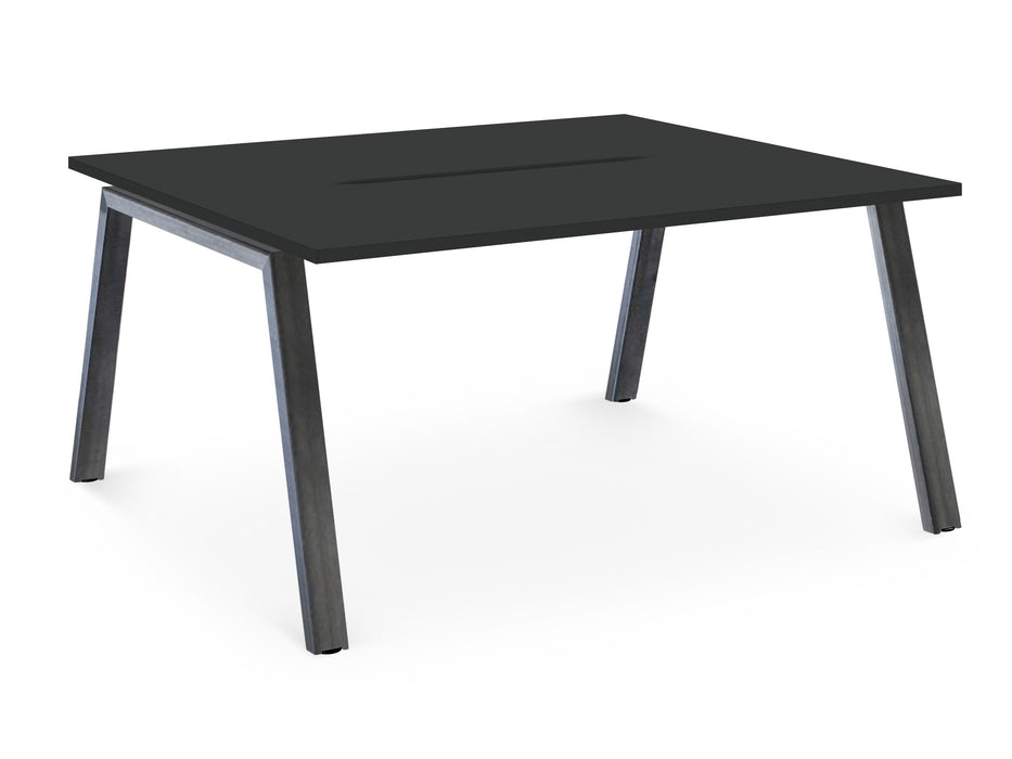 Albion A Frame Bench Desk Meeting Table - Raw Metal Frame BENCH DESKS Workstories 2 Person 1200mm x 1600mm Anthracite