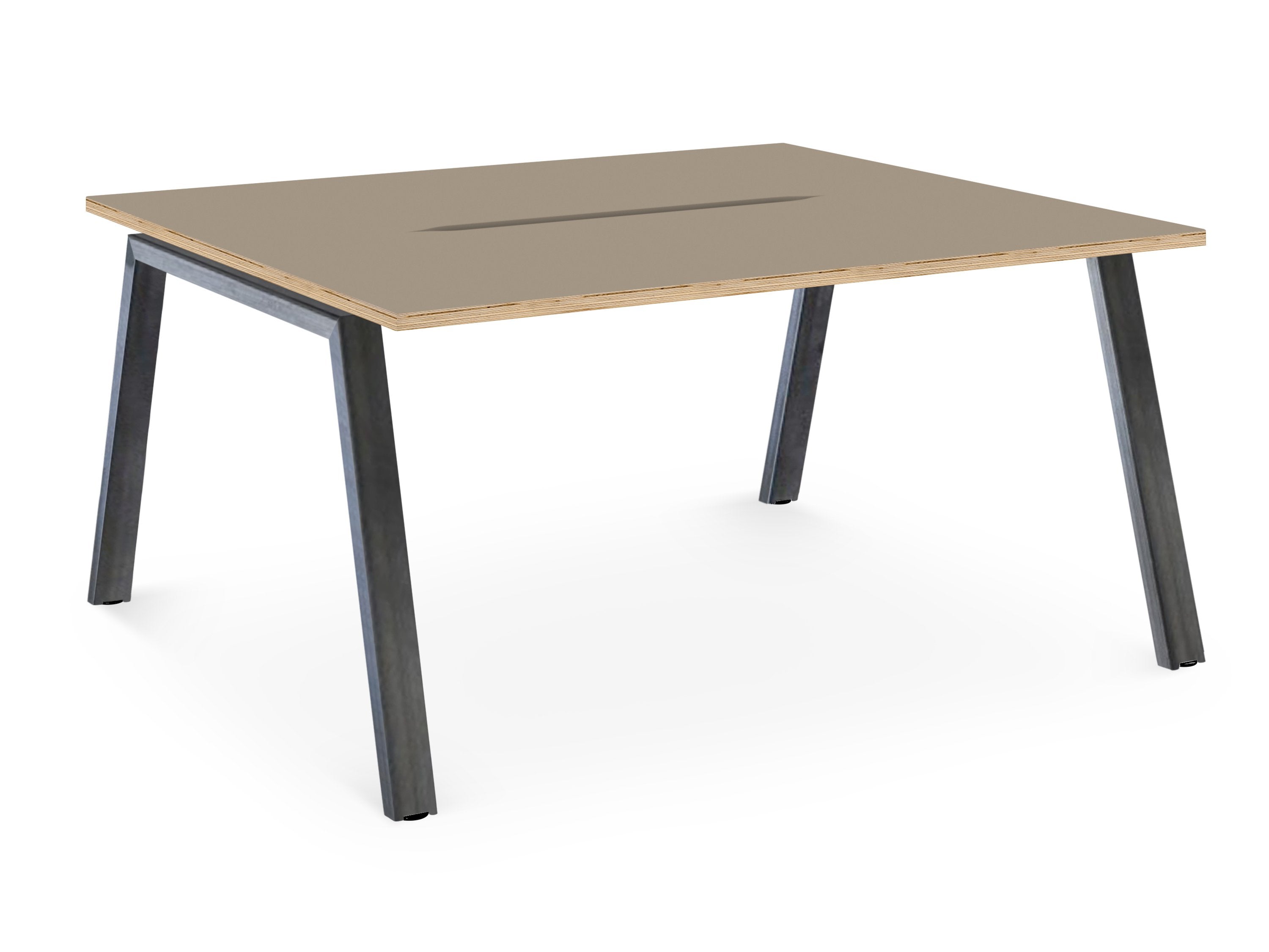 Albion A Frame Bench Desk Meeting Table - Raw Metal Frame BENCH DESKS Workstories 2 Person 1200mm x 1600mm Stone Grey