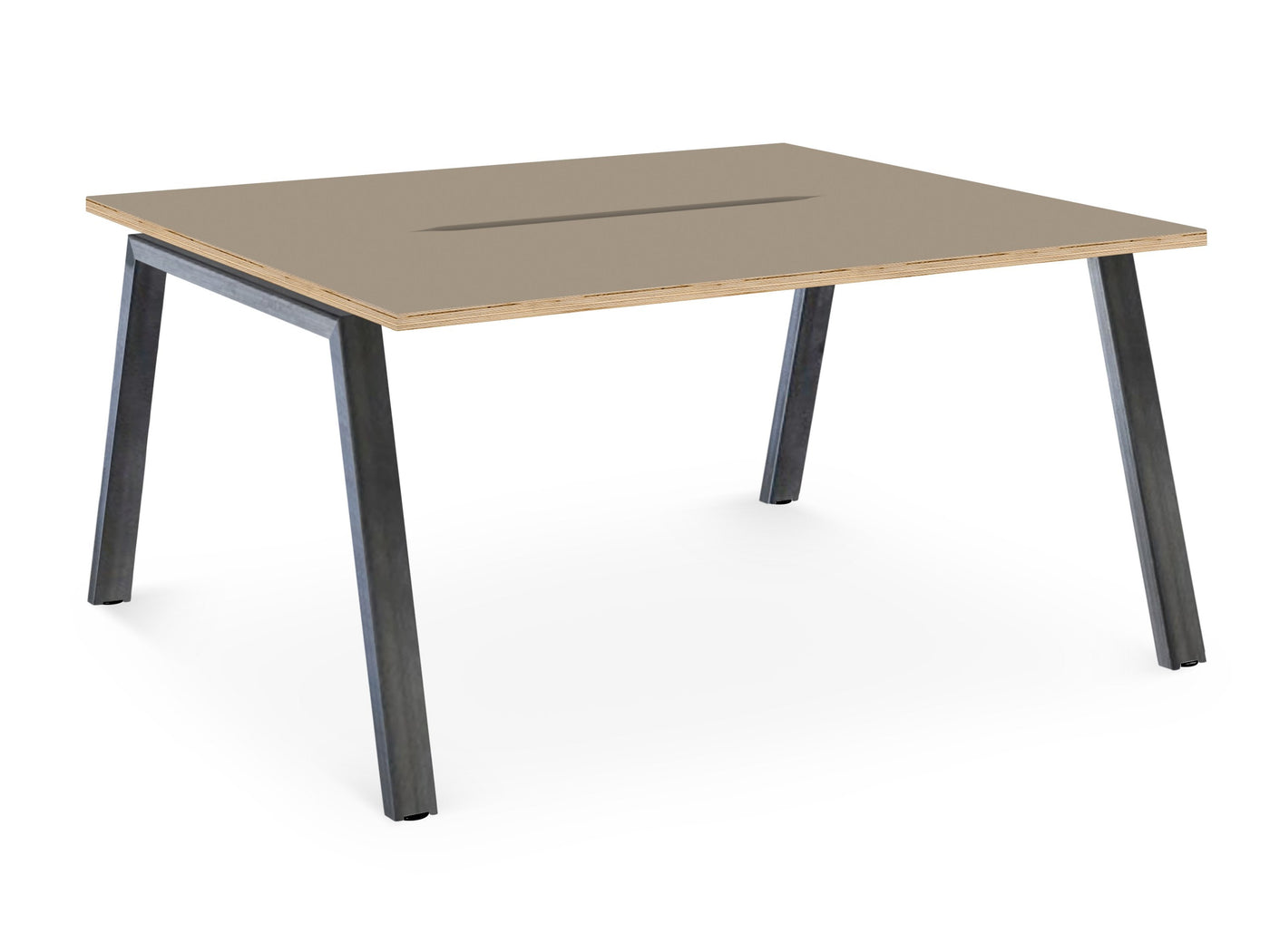 Albion A Frame Bench Desk Meeting Table - Raw Metal Frame BENCH DESKS Workstories 2 Person 1200mm x 1600mm Stone Grey