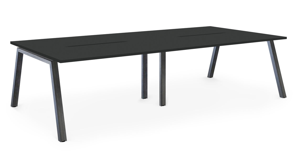Albion A Frame Bench Desk Meeting Table - Raw Metal Frame BENCH DESKS Workstories 4 Person 3200mm x 1600mm Anthracite