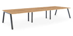 Albion A Frame Bench Desk Meeting Table - Raw Metal Frame BENCH DESKS Workstories 6 Person 4800mm x 1600mm Gold Craft Oak