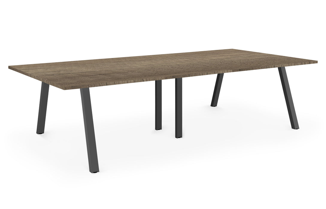 Albion A Frame Meeting Table - Black Finish Frame Meeting Tables Workstories 3600mm x 1400mm Black Grey Nebraska Oak