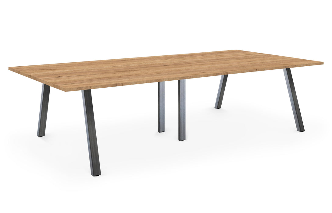 Albion A Frame Meeting Tables - Raw Finish Frame BENCH DESKS Workstories 3600mm x 1400mm Raw Gold Craft Oak