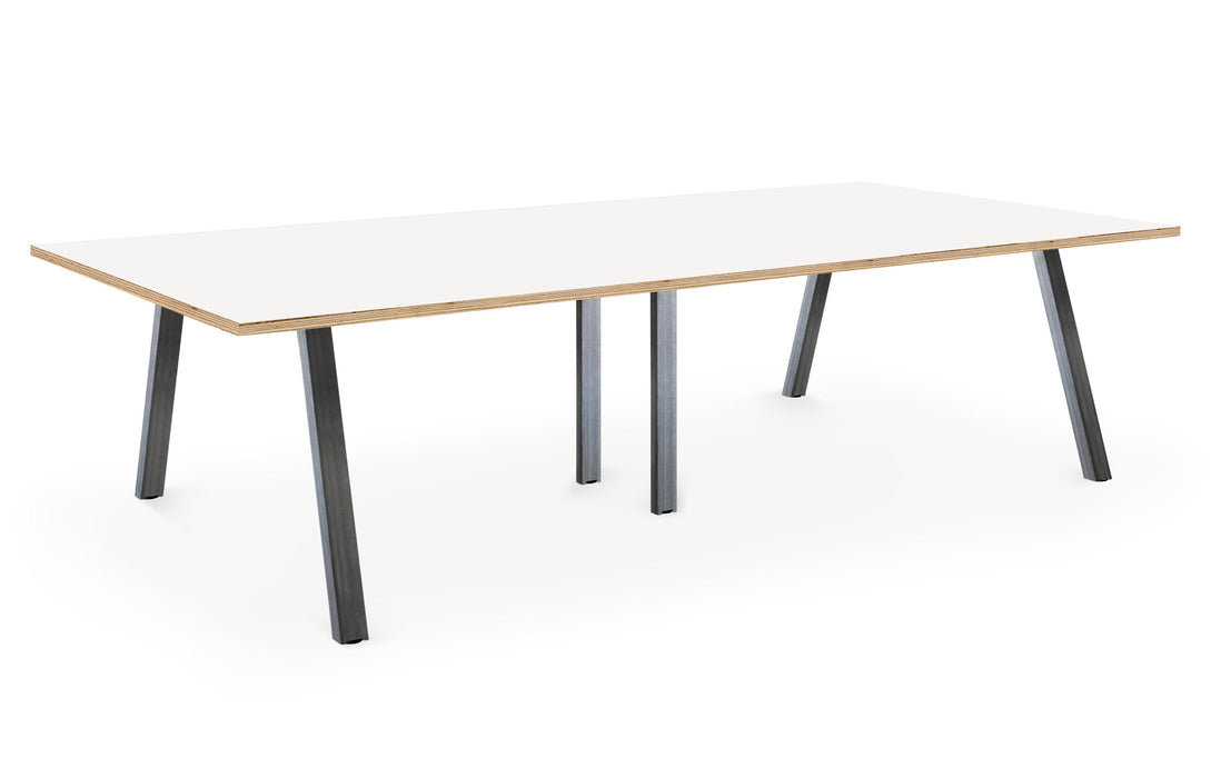 Albion A Frame Meeting Tables - Raw Finish Frame BENCH DESKS Workstories 3600mm x 1400mm Raw White/Ply