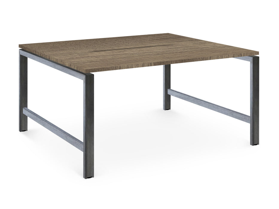 Albion Studio Frame Bench System - Raw Metal Frame BENCH DESKS Workstories 2 Person 1200mm x 1600mm Grey Nebraska Oak