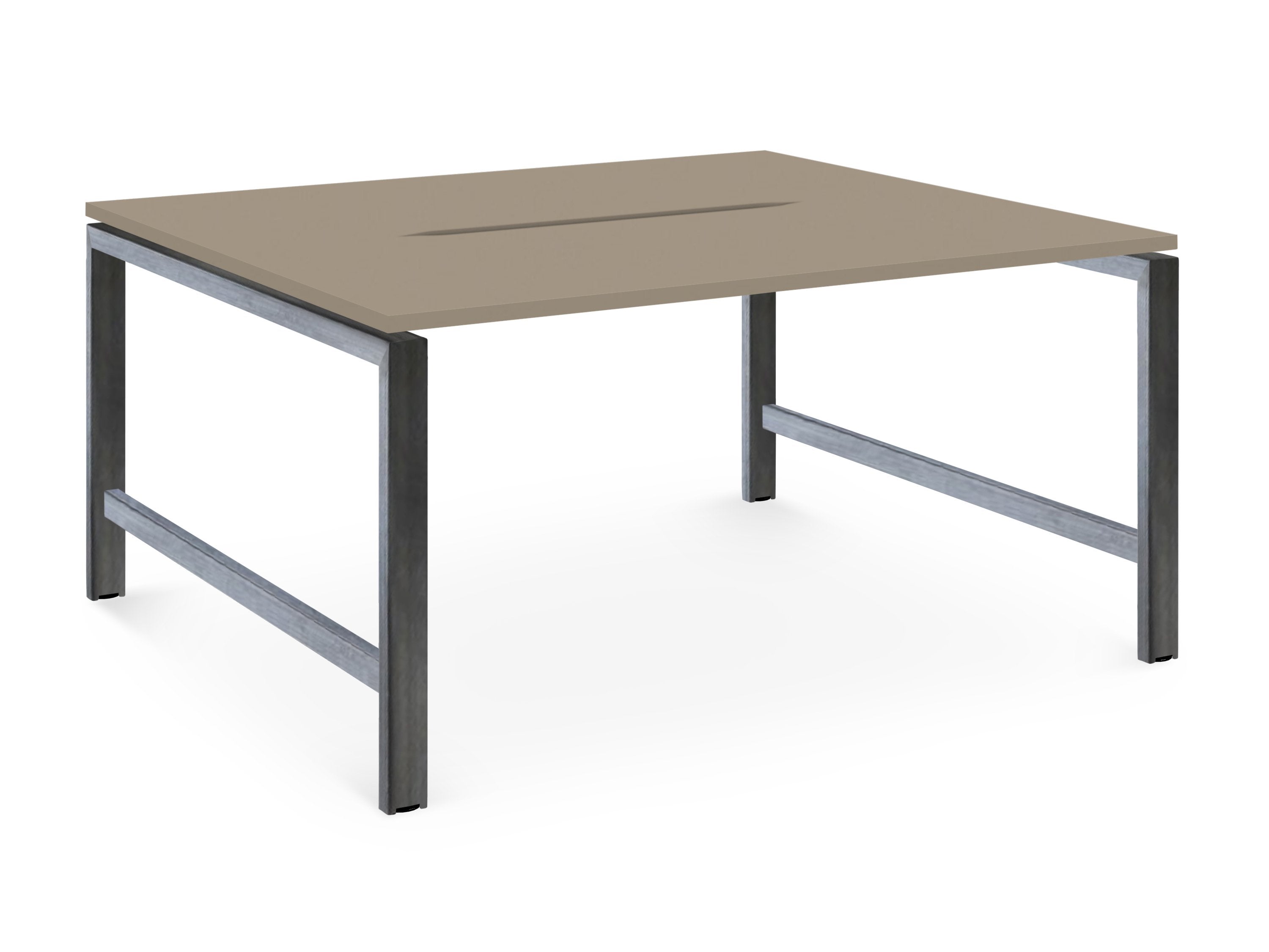 Albion Studio Frame Bench System - Raw Metal Frame BENCH DESKS Workstories 2 Person 1200mm x 1600mm Stone Grey