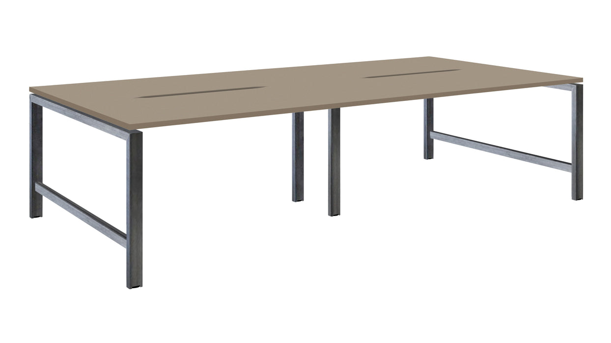 Albion Studio Frame Bench System - Raw Metal Frame BENCH DESKS Workstories 4 Person 3200mm x 1600mm Stone Grey