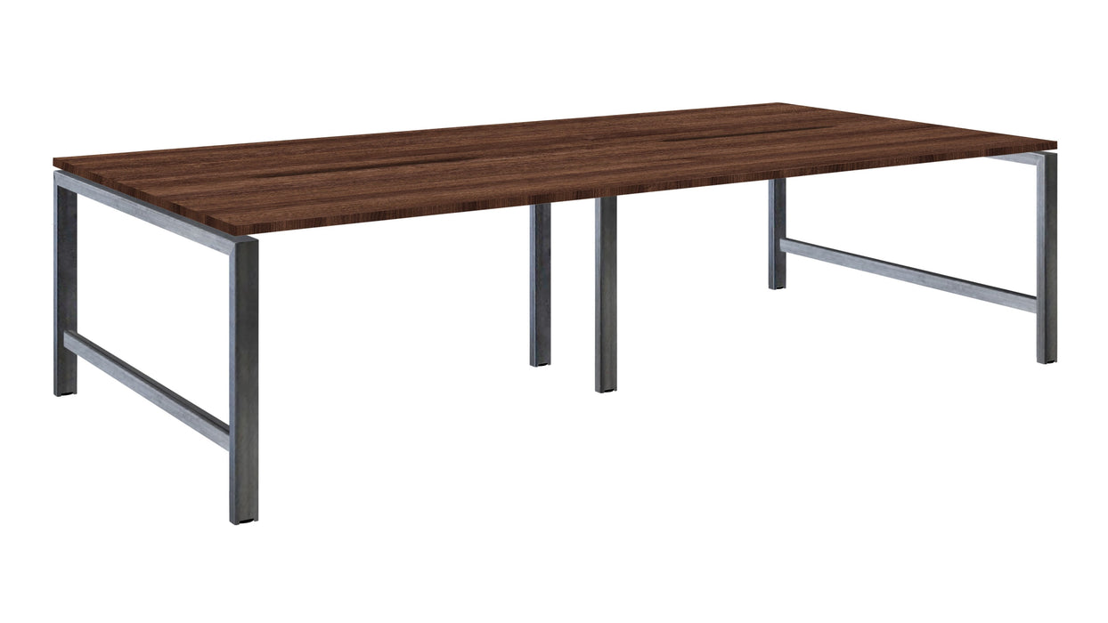Albion Studio Frame Bench System - Raw Metal Frame BENCH DESKS Workstories 4 Person 3200mm x 1600mm Walnut