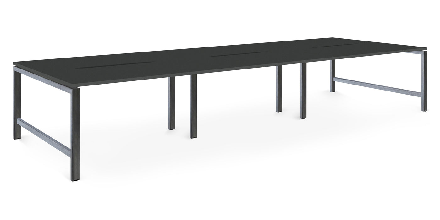 Albion Studio Frame Bench System - Raw Metal Frame BENCH DESKS Workstories 6 Person 4800mm x 1600mm Anthracite