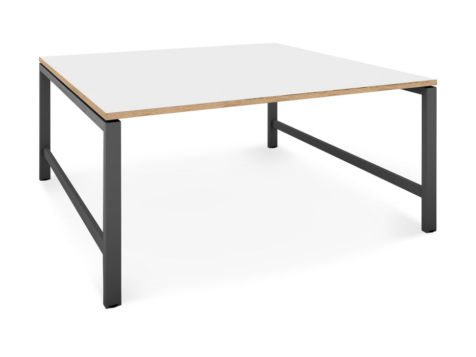 Albion Studio Frame Meeting Tables - Black Finish Frame BENCH DESKS Workstories 2000mm x 800mm Black White/Ply