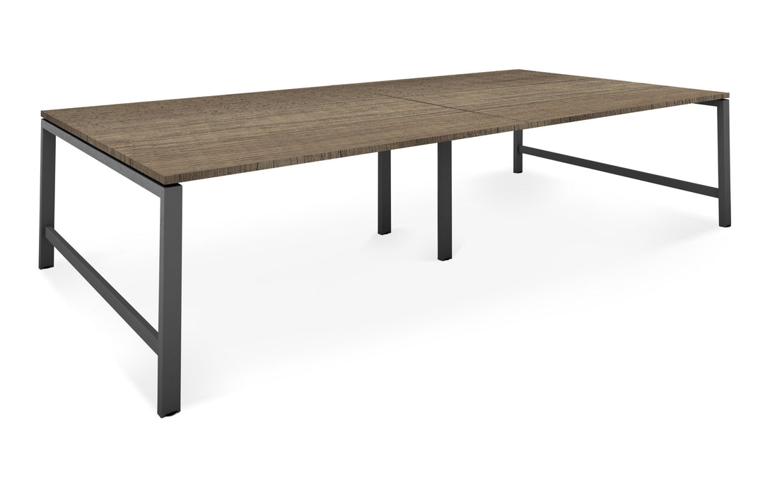 Albion Studio Frame Meeting Tables - Black Finish Frame BENCH DESKS Workstories 3600mm x 1400mm Black Grey Nebraska Oak