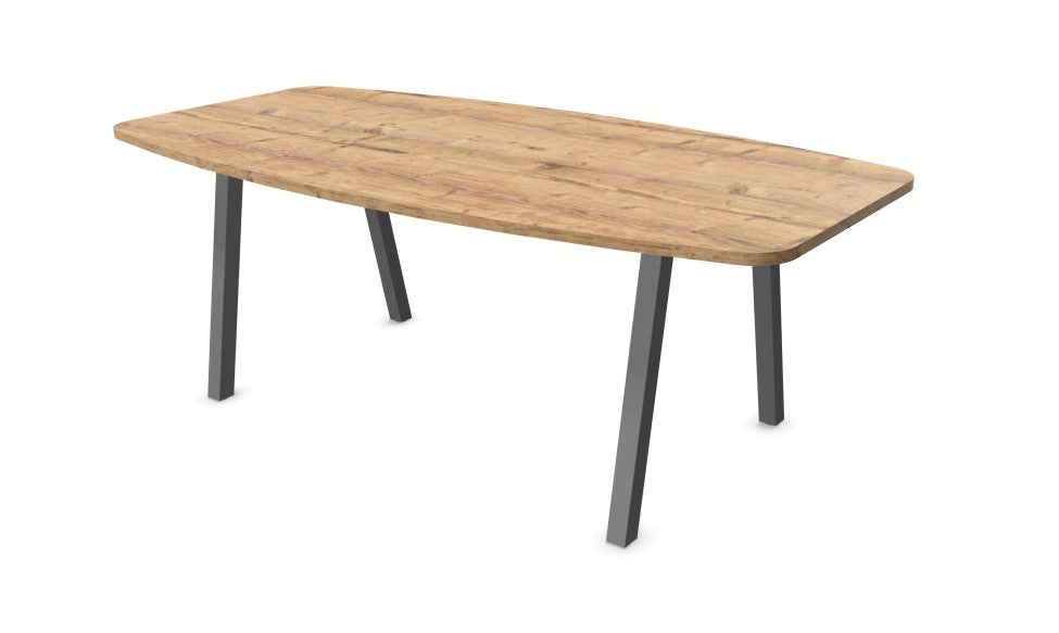 Arches Barrel Shape Meeting Table with Metal Legs Desking Buronomic Aluminium Timber 